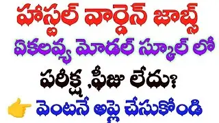 🔥హాస్టల్ వార్డెన్ జాబ్స్ || ఏకలవ్య మోడల్ స్కూల్ లో #jobs2024
