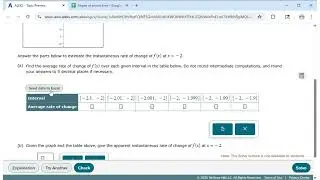Finding several average rates of change to estimate an instantaneous rate of change