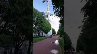 Колокольня старого храма и отражение // Петербург