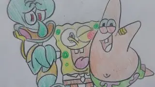 how to easy drawing Spongebob and friends | Spongebob | #shorts #spongebob