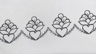 Latest Flower Bouquet Border Design for Dress, Table Cover & Bedsheet (Hand Embroidery)