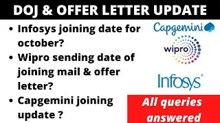 UPDATE WIPRO DATE OF JOINING INFOSYS DATE OF JOINING AND INFOSYS OFFER LETTER | WIPRO ONBOARDING
