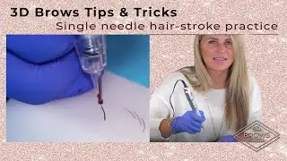 Microblading single needle hair-strokes using a tattoo machine