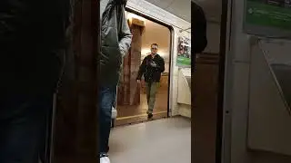 The numbered train arrives at Heroes of Dnepr station