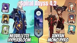 Neuvillette Hyperbloom / Xinyan Mono Pyro Spiral Abyss 4.2 Floor 12 Genshin Impact