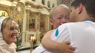 Выдубицкий монастырь, крещение Вани и Ромы.