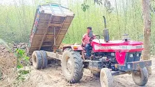 Overload Pond Soil Cutting CAT or JCB Road Side Unloading Sonalika DI 750  Tractor Hydraulic System