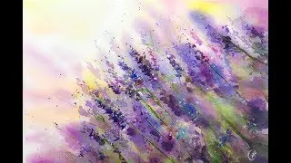 How to paint Lavender Flowers in Watercolors Tutorial Abstract