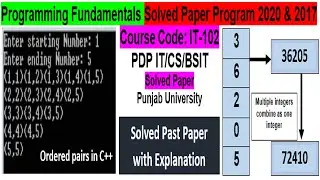 ADP IT CS Solved Programming paper 2020 & 2017 ordered pair combine one digit program