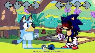 [SWAP] FNF Sonic All PHASES  VS Bluey, Bingo & Mackenzie Sings Can Can | Bluey FNF Mods