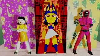 Ankha teaching Squid Game Doll and Guard to dance - #doll #guard #squid #ankha
