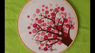 Cherry Blossom Tree - Hand Embroidery - Tutorial- Pistil Stitch Flowers - Lesson 10