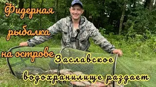 Уплыли ловить на остров и не прогадали. Фидерная рыбалка на Заславском водохранилище.