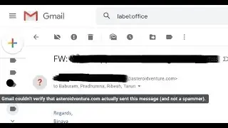 Gmail couldn't verify that 