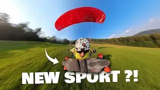 CRAZY New Sport?! Paragliding Speedflying VS Electric Skateboard