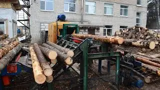 Поштучная выдача бревен с применением разобщителя бревен от Аркон