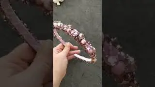 Украшение для волос. Ободок ручной работы из бусин и страз.