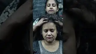 Intense Forehead Tapping & Neck Cracking Head Massage By Indian Lady Barber ASMR #shorts