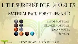 Thanks for 200 Subs - Free Material pack for Cinema 4D | Illya Designs
