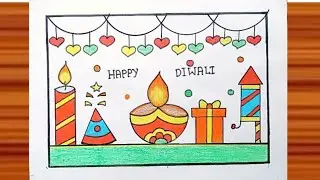 Diwali Drawing Easy Steps / Diwali Drawing/ Happy Diwali Drawing/ Diwali Diya Drawing/Diwali Poster