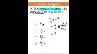 Volume of a Sphere (Diameter Given)  || Mathematics #shorts #maths #mensuration #sphere #volume