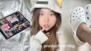 2023 productive study vlog 🌷 college essays, vision boards, 2023 prep