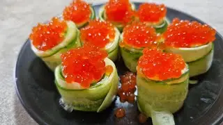 Роллы из огурцов с крабовыми палочками