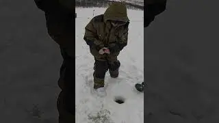 РЕБЁНОК ЕЛЕ ВЫТАЩИЛ РЫБУ ИЗ ЛУНКИ ЗИМОЙ #fishingbait #рыбалка