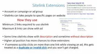 Sitelink Extensions, Type of manual extensions, Google ads