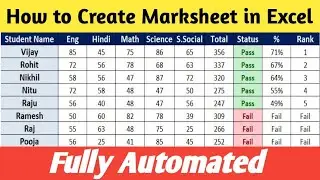 How to create Marksheet in MS Excel Step by Step in Hindi | Report Card in MS Excel || Marksheet