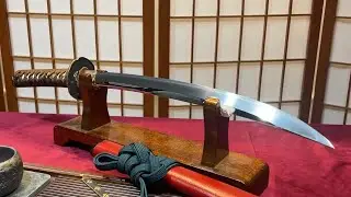 Layered Gold-Plated Sakura Goshirae Naginata-Zukuri Japanese sword （Wakizashi）