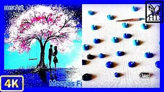 How To Draw A Romantic Couple👫 & Cheery Blossom🌺 Tree🌳 Time - Lapse Acrylic Painting🎨 Step By Step:)