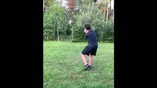Guy hits golf ball it bounces back at him