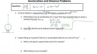 Acceleration and Distance Practice Problems
