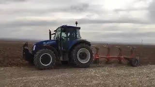NewHolland T5.115  Hi lo ile 4 lü 16 lü Dönerli Pulluk ile Anız Sürümü vlog