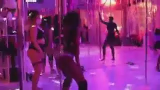 Hot twerk during a pole dance