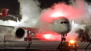 Winter operation at night Oslo Airport Norway