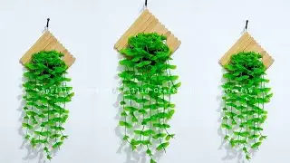 Diy Wall decor ideas popsicle stick crafts|| diy hiasan bunga gantung dari kain spunbond