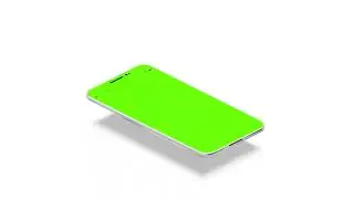 Smartphone with green screen and marks for tracking. Phone display with black