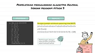 Minumum Spanning Tree - Algoritma Kruskal menggunakan Program, Python 3 | Teori Graf