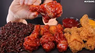 ASMR MUKBANG | Spicy Fried Chicken & Black Bean Noodles Cheese Balls EATING 레드마블치킨 후라이드 치즈볼 핫도그 먹방