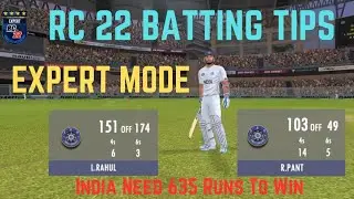 RC 22 Expert Mode Batting Tips| IND Need 635 To Win Test Match| #rc22 #rc22gameplay #rc22battingtips
