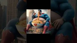 Fat superheroes are eating noodles😛 #avengers #superman #ai #marvel #shorts