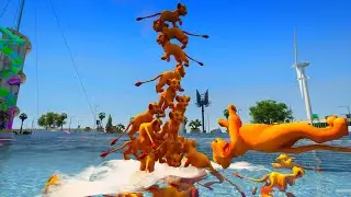 Simba jumps into the Water Ragdolls GTA 5 LION Euphoria Physics, Funny Moments 4K graphics mod 2023