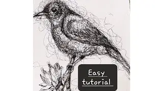Scribble Bird Drawing | How to Scribble Step-by-step tutorial