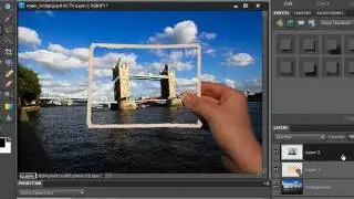 Holding an Old Postcard Effect Over Another Image in Photoshop Elements