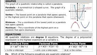 MAP4C - 5.4 - Quadratic Models - VIDEO