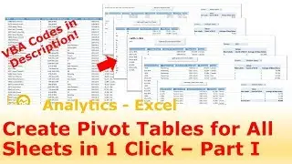 How to Create Pivot Table for All Worksheets with 1 Click - Part 1