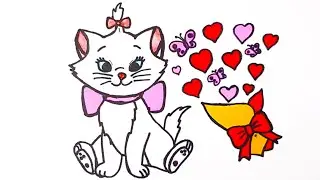 Как нарисовать кошку Мари | Коты-Аристократы | мультик раскраска для детей