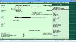 Tally Tutorial - Company Creation